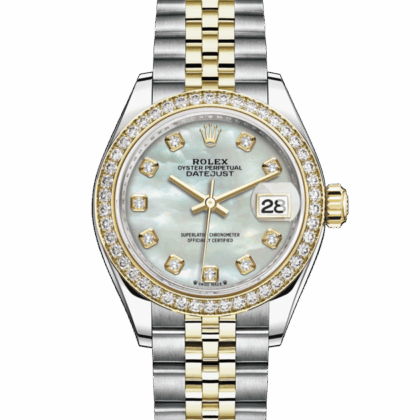 ROLEX LADY-DATEJUST OYSTER 28 MM OYSTERSTEEL YELLOW GOLD AND DIAMONDS WHITE DIAL M279383RBR-0019