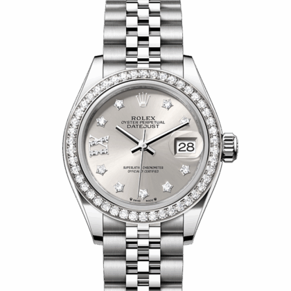 ROLEX LADY-DATEJUST OYSTER 28 MM OYSTERSTEEL WHITE GOLD AND DIAMONDS SILVER DIAL M279384RBR-0021