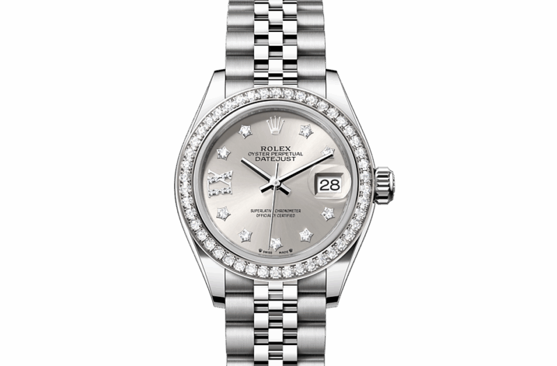 ROLEX LADY-DATEJUST OYSTER 28 MM OYSTERSTEEL WHITE GOLD AND DIAMONDS SILVER DIAL M279384RBR-0021