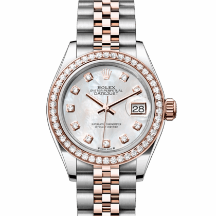 ROLEX LADY-DATEJUST OYSTER 28 MM OYSTERSTEEL EVEROSE GOLD AND DIAMONDS WHITE DIAL M279381RBR-0013