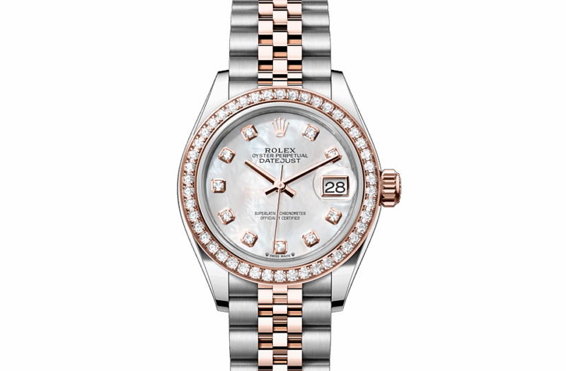 ROLEX LADY-DATEJUST OYSTER 28 MM OYSTERSTEEL EVEROSE GOLD AND DIAMONDS WHITE DIAL M279381RBR-0013