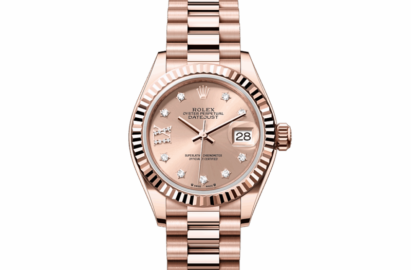 ROLEX LADY-DATEJUST OYSTER 28 MM EVEROSE GOLD ROS??-COLOUR DIAL M279175-0029