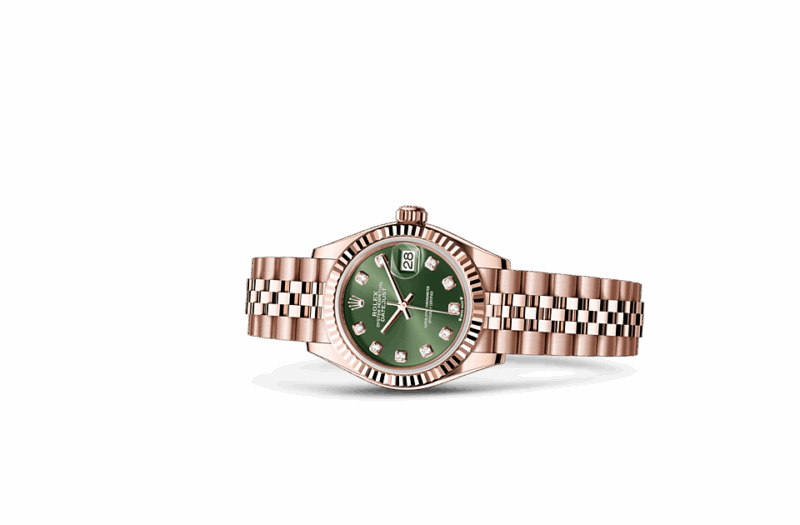 ROLEX LADY-DATEJUST OYSTER 28 MM EVEROSE GOLD OLIVE GREEN DIAL M279175-0013 - Image 2