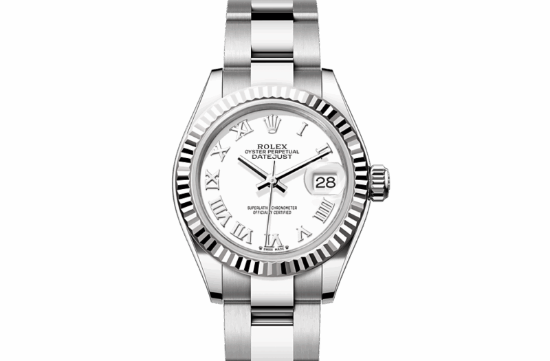 ROLEX LADY-DATEJUST OYSTER 28 MM OYSTERSTEEL AND WHITE GOLD WHITE DIAL M279174-0020