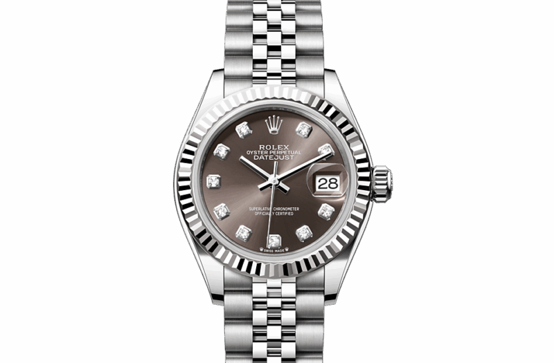 ROLEX LADY-DATEJUST OYSTER 28 MM OYSTERSTEEL AND WHITE GOLD DARK GREY DIAL M279174-0015