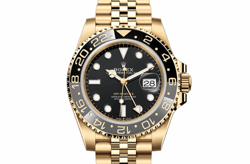 ROLEX GMT-MASTER II OYSTER 40 MM YELLOW GOLD BLACK DIAL M126718GRNR-0001