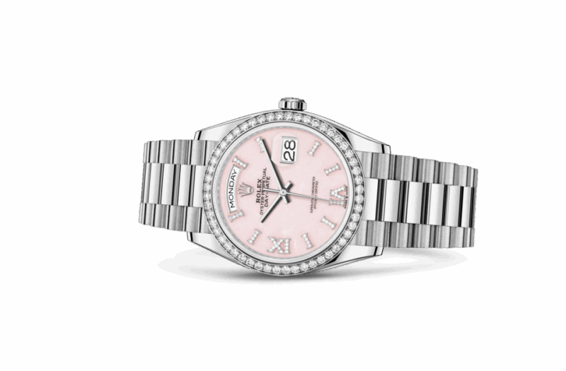 ROLEX DAY-DATE 36 OYSTER 36 MM WHITE GOLD AND DIAMONDS PINK OPAL DIAL M128349RBR-0008 - Image 2
