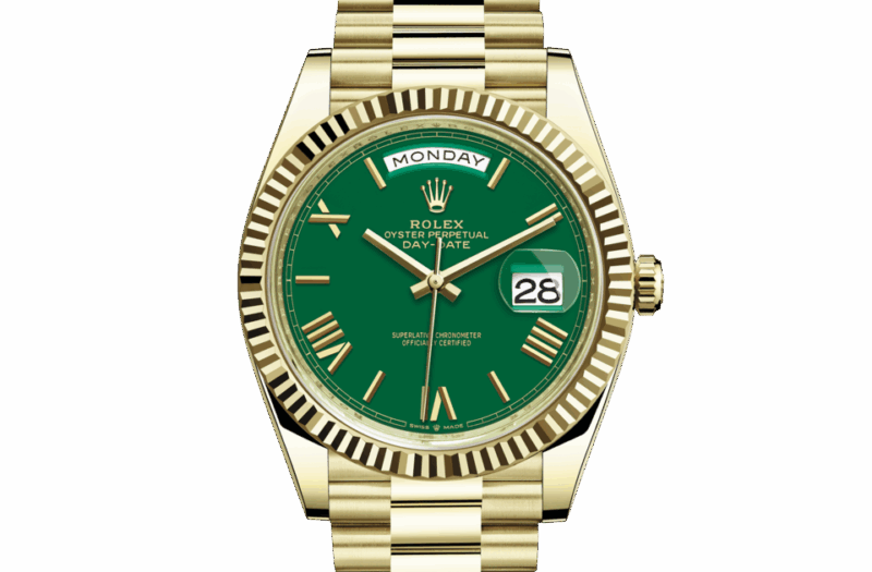 ROLEX DAY-DATE 40 OYSTER 40 MM YELLOW GOLD GREEN DIAL M228238-0061