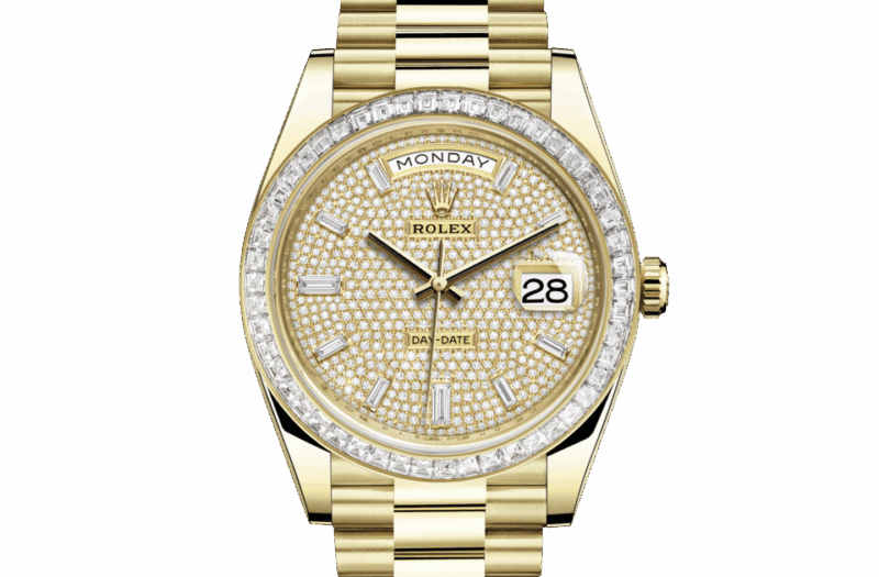 ROLEX DAY-DATE 40 OYSTER 40 MM YELLOW GOLD AND DIAMONDS DIAMOND-PAVED DIAL M228398TBR-0036