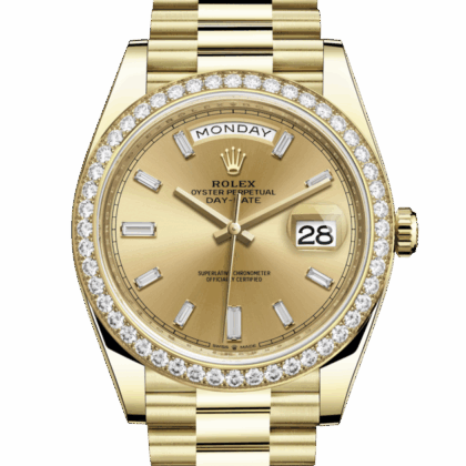ROLEX DAY-DATE 40 OYSTER 40 MM YELLOW GOLD AND DIAMONDS CHAMPAGNE-COLOUR DIAL M228348RBR-0002