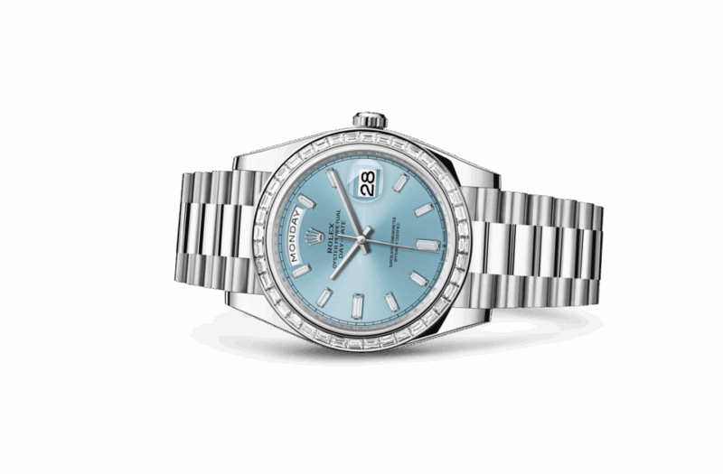 ROLEX DAY-DATE 40 OYSTER 40 MM PLATINUM AND DIAMONDS ICE BLUE DIAL M228396TBR-0002 - Image 2