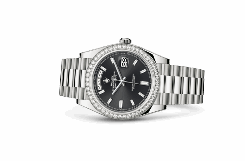 ROLEX DAY-DATE 40 OYSTER 40 MM WHITE GOLD AND DIAMONDS BRIGHT BLACK DIAL M228349RBR-0003 - Image 2