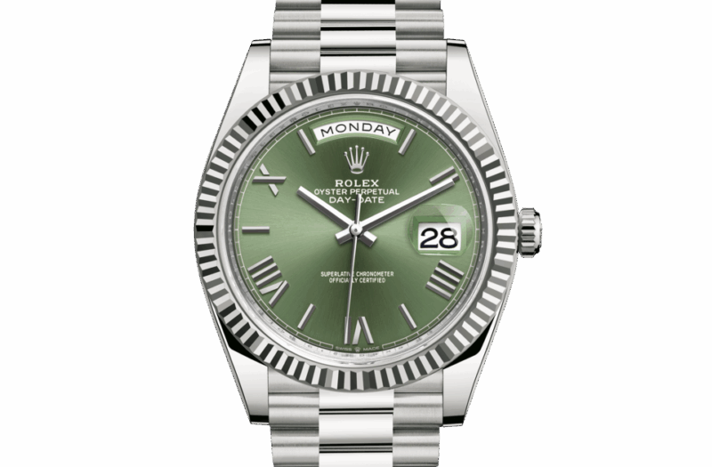 ROLEX DAY-DATE 40 OYSTER 40 MM WHITE GOLD OLIVE GREEN DIAL M228239-0033
