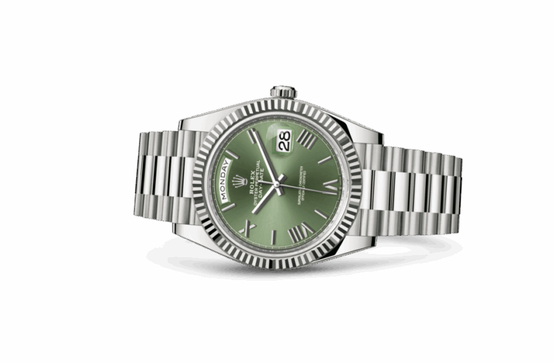ROLEX DAY-DATE 40 OYSTER 40 MM WHITE GOLD OLIVE GREEN DIAL M228239-0033 - Image 2
