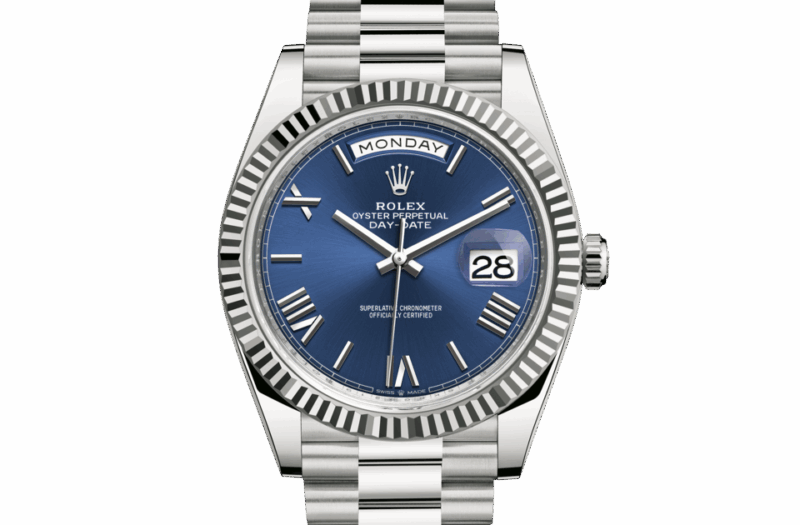 ROLEX DAY-DATE 40 OYSTER 40 MM WHITE GOLD BRIGHT BLUE DIAL M228239-0007