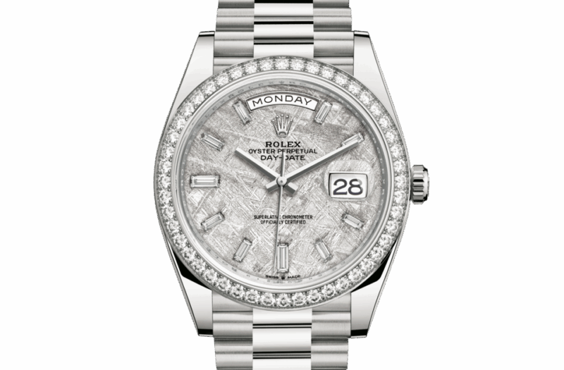 ROLEX DAY-DATE 40 OYSTER 40 MM WHITE GOLD AND DIAMONDS METEORITE DIAL M228349RBR-0040