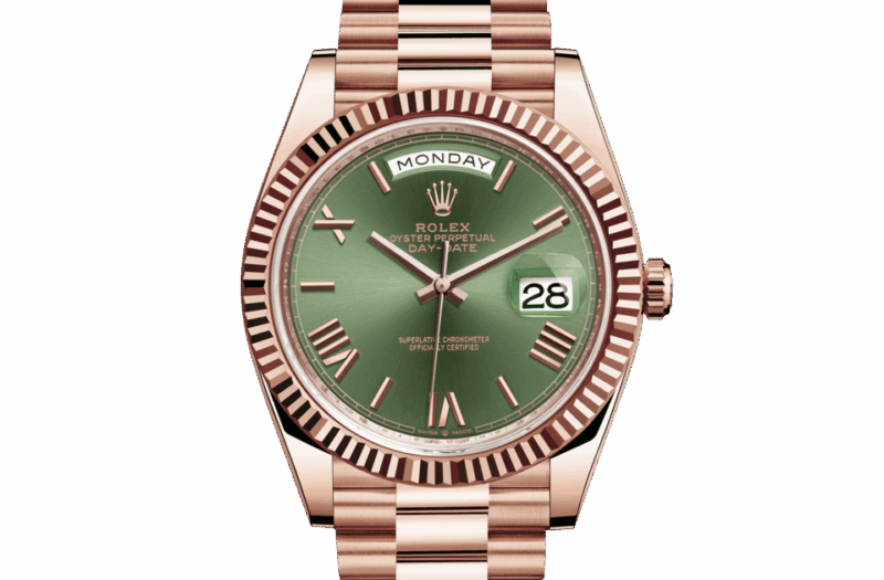 ROLEX DAY-DATE 40 OYSTER 40 MM EVEROSE GOLD OLIVE GREEN DIAL M228235-0025