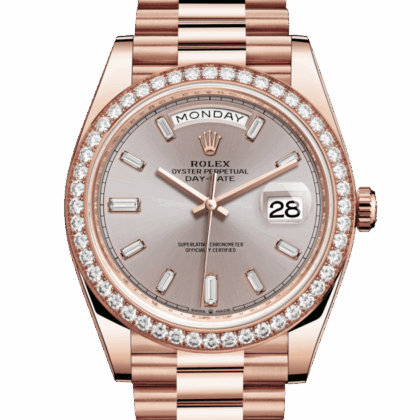 ROLEX DAY-DATE 40 OYSTER 40 MM EVEROSE GOLD AND DIAMONDS SUNDUST DIAL M228345RBR-0007
