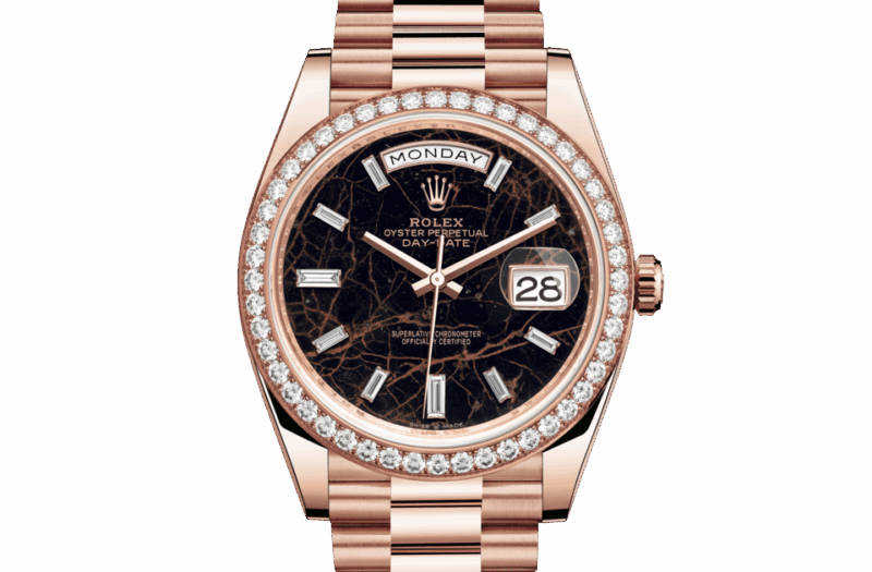 ROLEX DAY-DATE 40 OYSTER 40 MM EVEROSE GOLD AND DIAMONDS EISENKIESEL DIAL M228345RBR-0016
