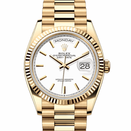 ROLEX DAY-DATE 36 OYSTER 36 MM YELLOW GOLD WHITE DIAL M128238-0081