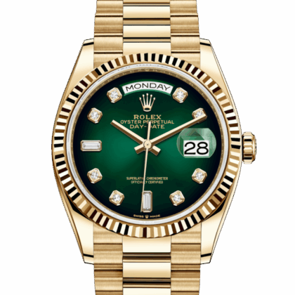 ROLEX DAY-DATE 36 OYSTER 36 MM YELLOW GOLD GREEN OMBRE DIAL M128238-0069