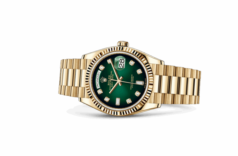 ROLEX DAY-DATE 36 OYSTER 36 MM YELLOW GOLD GREEN OMBRE DIAL M128238-0069 - Image 2