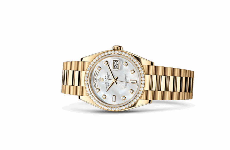 ROLEX DAY-DATE 36 OYSTER 36 MM YELLOW GOLD AND DIAMONDS WHITE DIAL M128348RBR-0017 - Image 2