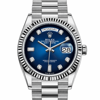 ROLEX DAY-DATE 36 OYSTER 36 MM WHITE GOLD BLUE OMBRE DIAL M128239-0023