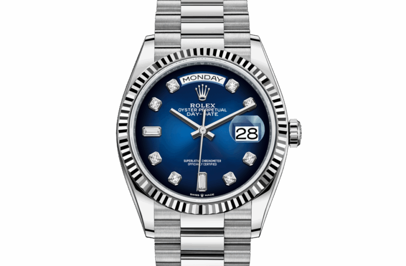 ROLEX DAY-DATE 36 OYSTER 36 MM WHITE GOLD BLUE OMBRE DIAL M128239-0023