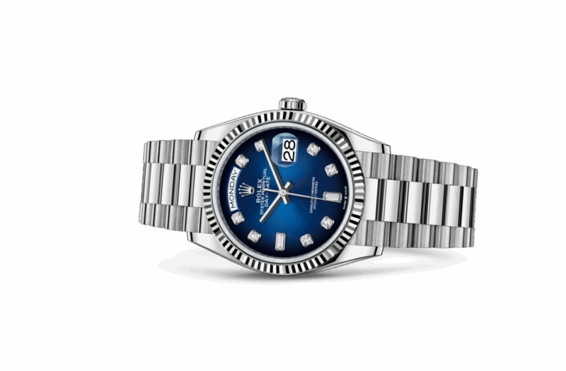 ROLEX DAY-DATE 36 OYSTER 36 MM WHITE GOLD BLUE OMBRE DIAL M128239-0023 - Image 2