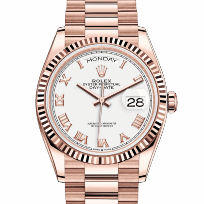 ROLEX DAY-DATE 36 OYSTER 36 MM EVEROSE GOLD WHITE DIAL M128235-0052