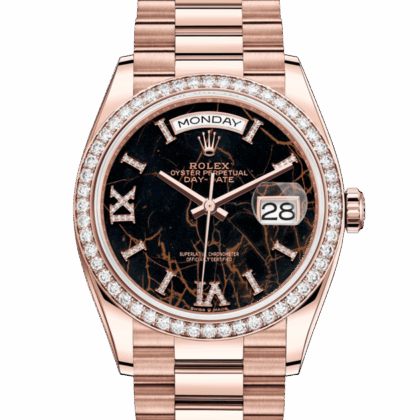 ROLEX DAY-DATE 36 OYSTER 36 MM EVEROSE GOLD AND DIAMONDS EISENKIESEL DIAL M128345RBR-0044