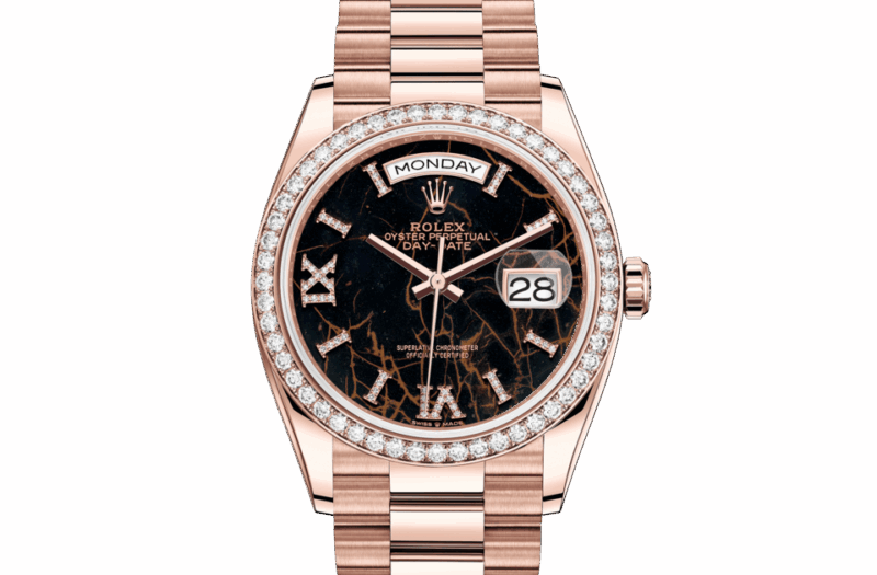 ROLEX DAY-DATE 36 OYSTER 36 MM EVEROSE GOLD AND DIAMONDS EISENKIESEL DIAL M128345RBR-0044
