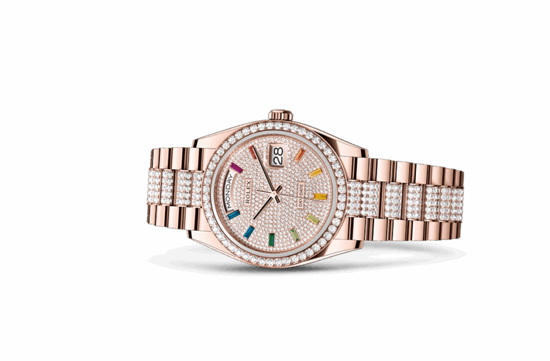 ROLEX DAY-DATE 36 OYSTER 36 MM EVEROSE GOLD AND DIAMONDS DIAMOND-PAVED DIAL M128345RBR-0043 - Image 2