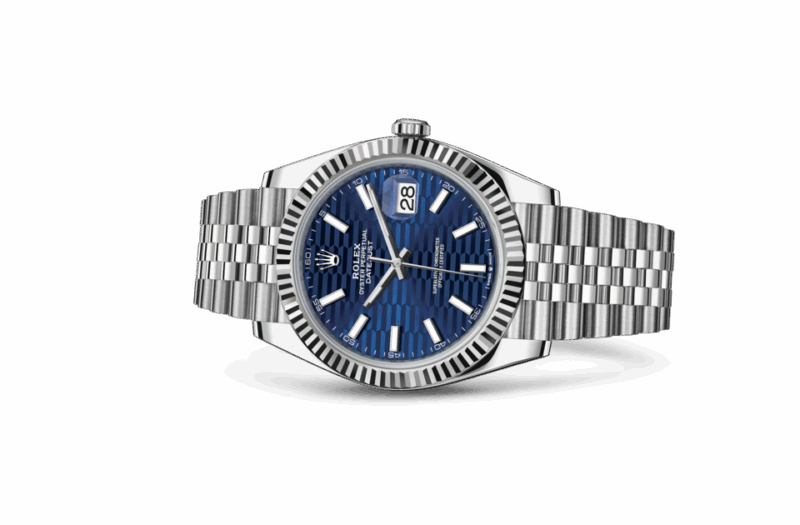 ROLEX DATEJUST 41 OYSTER 41 MM OYSTERSTEEL AND WHITE GOLD BRIGHT BLUE FLUTED MOTIF DIAL M126334-0032 - Image 2