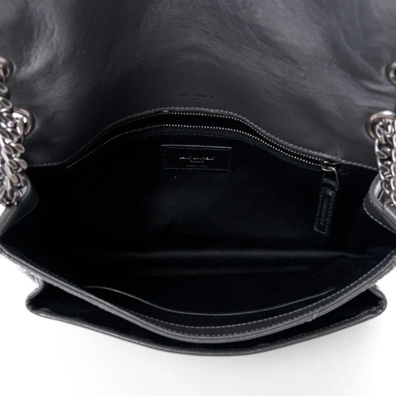 SAINT LAURENT MEDIUM NIKI CHAIN SATCHEL STORM CRINKLED MONOGRAM CALFSKIN MATELASSE LEATHER - Image 7