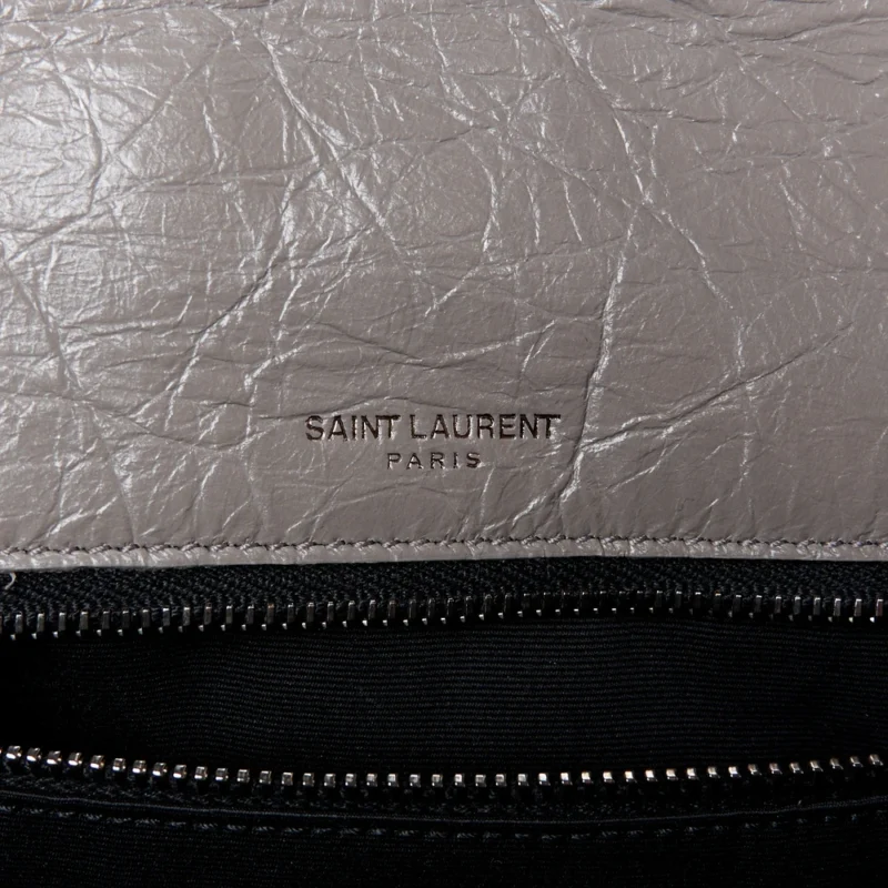 SAINT LAURENT MEDIUM NIKI CHAIN SATCHEL FOG CRINKLED MONOGRAM CALFSKIN MATELASSE LEATHER RUTHENIUM HARDWARE - Image 9