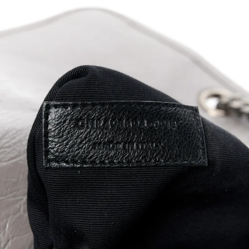 SAINT LAURENT MEDIUM NIKI CHAIN SATCHEL FOG CRINKLED MONOGRAM CALFSKIN MATELASSE LEATHER RUTHENIUM HARDWARE - Image 10