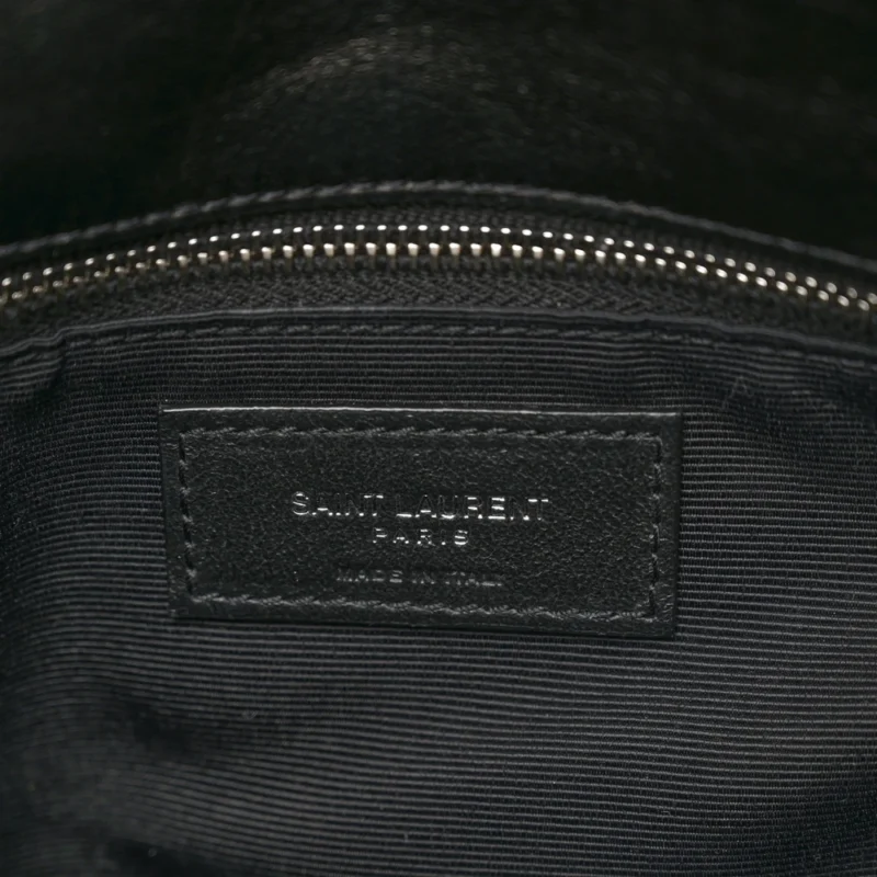 SAINT LAURENT SMALL LOULOU CHAIN SATCHEL BLACK QUILTED PUFFER MONOGRAM LAMBSKIN LEATHER SILVER HARDWARE - Image 2