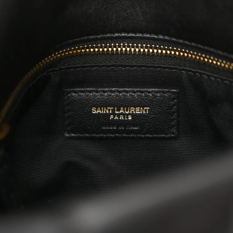 SAINT LAURENT SMALL LOULOU CHAIN SATCHEL BLACK QUILTED PUFFER MONOGRAM LAMBSKIN LEATHER GOLD HARDWARE - Image 2