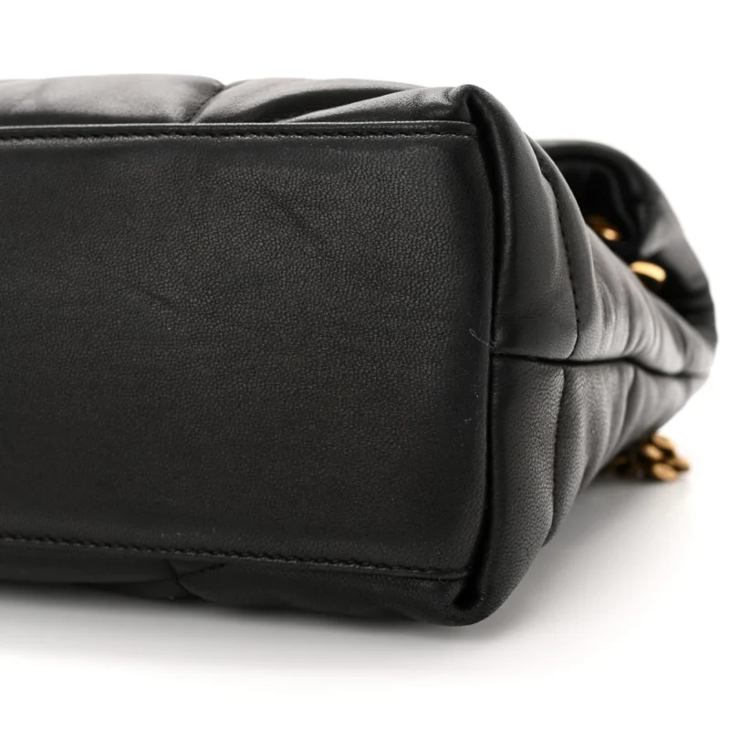SAINT LAURENT SMALL LOULOU CHAIN SATCHEL BLACK QUILTED PUFFER MONOGRAM LAMBSKIN LEATHER GOLD HARDWARE - Image 5