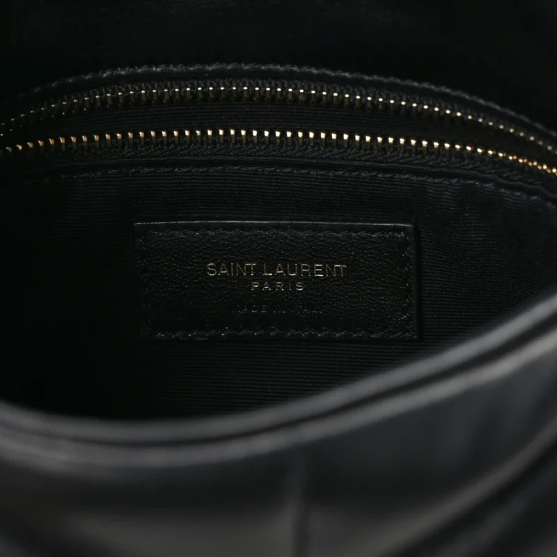 SAINT LAURENT MINI LOULOU CHAIN SATCHEL BLACK QUILTED PUFFER MONOGRAM LAMBSKIN LEATHER RUTHENIUM HARDWARE - Image 2