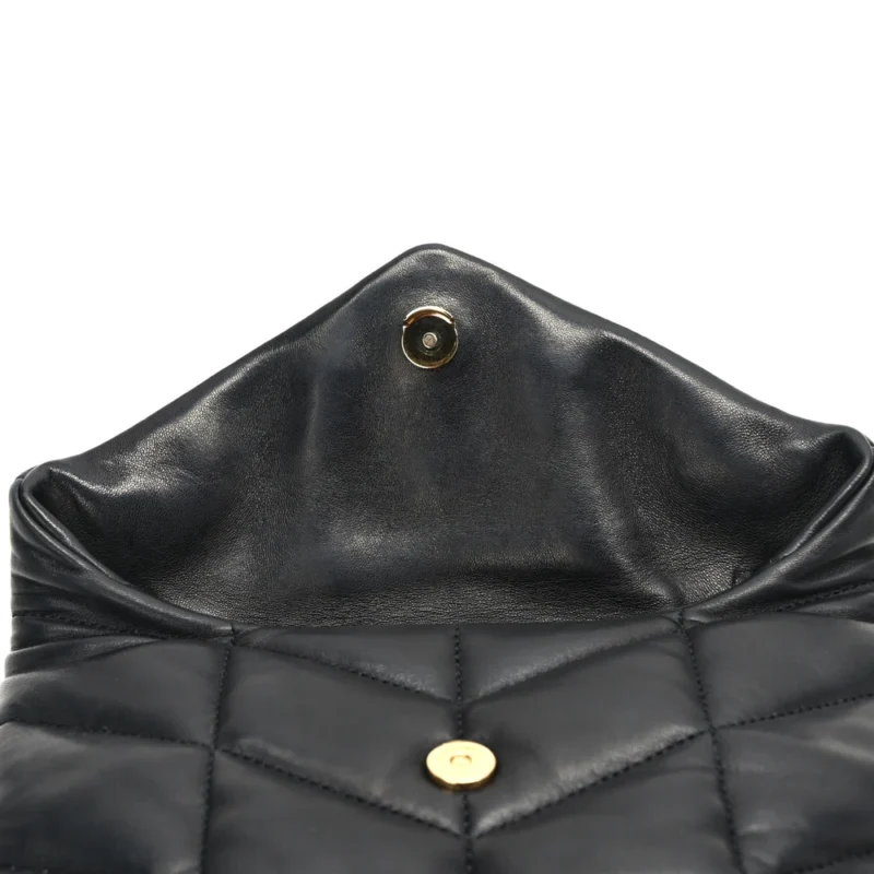 SAINT LAURENT MINI LOULOU CHAIN SATCHEL BLACK QUILTED PUFFER MONOGRAM LAMBSKIN LEATHER RUTHENIUM HARDWARE - Image 11