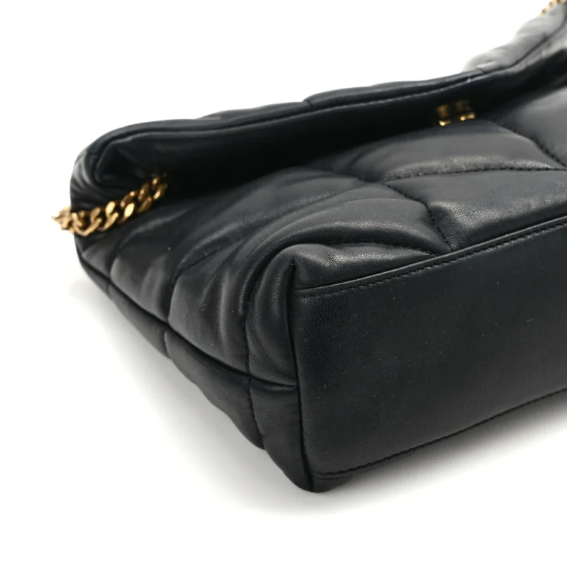 SAINT LAURENT MINI LOULOU CHAIN SATCHEL BLACK QUILTED PUFFER MONOGRAM LAMBSKIN LEATHER RUTHENIUM HARDWARE - Image 5