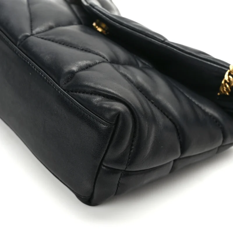 SAINT LAURENT MINI LOULOU CHAIN SATCHEL BLACK QUILTED PUFFER MONOGRAM LAMBSKIN LEATHER RUTHENIUM HARDWARE - Image 7