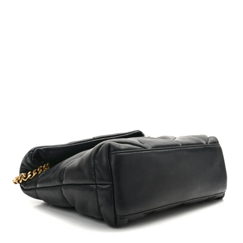SAINT LAURENT MINI LOULOU CHAIN SATCHEL BLACK QUILTED PUFFER MONOGRAM LAMBSKIN LEATHER RUTHENIUM HARDWARE - Image 8