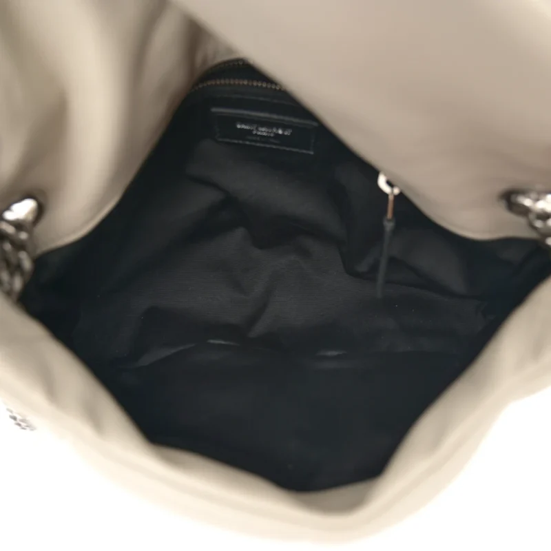 SAINT LAURENT MINI LOULOU CHAIN SATCHEL CREMA SOFT QUILTED PUFFER MONOGRAM LAMBSKIN LEATHER AGED GOLD HARDWARE - Image 7