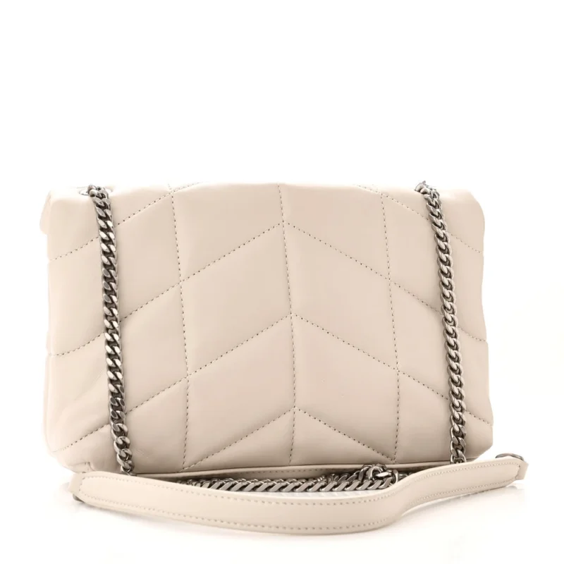SAINT LAURENT MINI LOULOU CHAIN SATCHEL CREMA SOFT QUILTED PUFFER MONOGRAM LAMBSKIN LEATHER AGED GOLD HARDWARE - Image 3