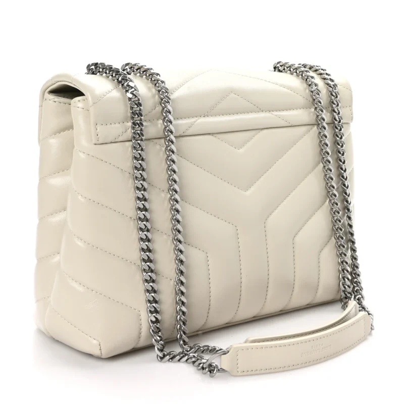 SAINT LAURENT SMALL LOULOU CHAIN SATCHEL CREMA SOFT Y-QUILTED MONOGRAM CALFSKIN LEATHER GOLD HARDWARE - Image 3