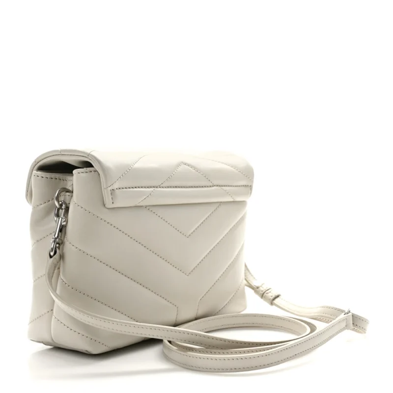 SAINT LAURENT MINI LOULOU CROSSBODY BAG CREMA SOFT Y-QUILTED MONOGRAM CALFSKIN LEATHER SILVER HARDWARE - Image 3